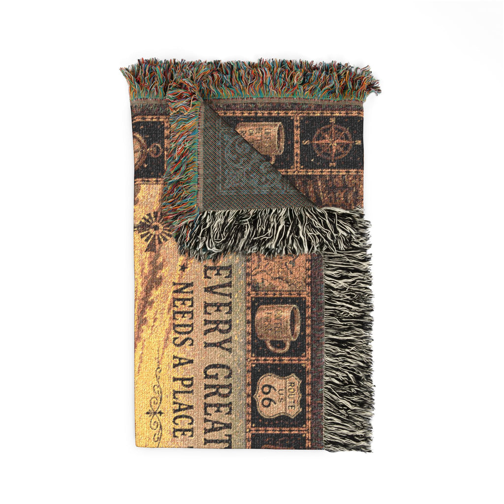 Crossroads Mercantile™ | Premium Woven Blanket | Vintage General Store Tapestry | 52" × 37" | Vibe In Transit