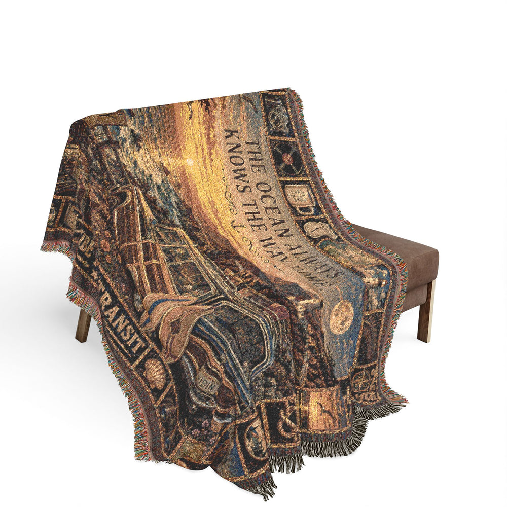 Pacific Coast Highway™ | Premium Woven Blanket | Vintage Coastal Road Trip Tapestry | 80" × 60" | Vibe In Transit