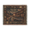 Rainy Main Street™ | Premium Woven Blanket | Vintage Small Town Tapestry | 60" × 50" | Vibe In Transit