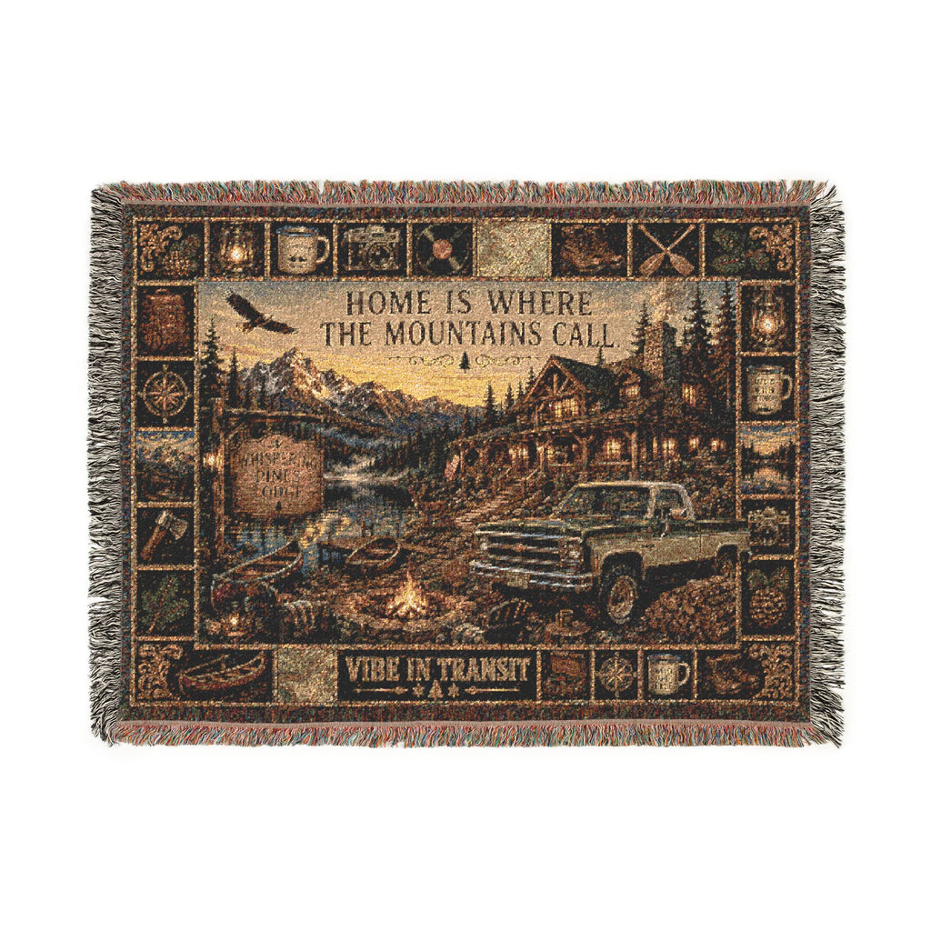 Whispering Pines Lodge™ | Premium Woven Blanket | Vintage Mountain Lodge Tapestry | 80" × 60" | Vibe In Transit