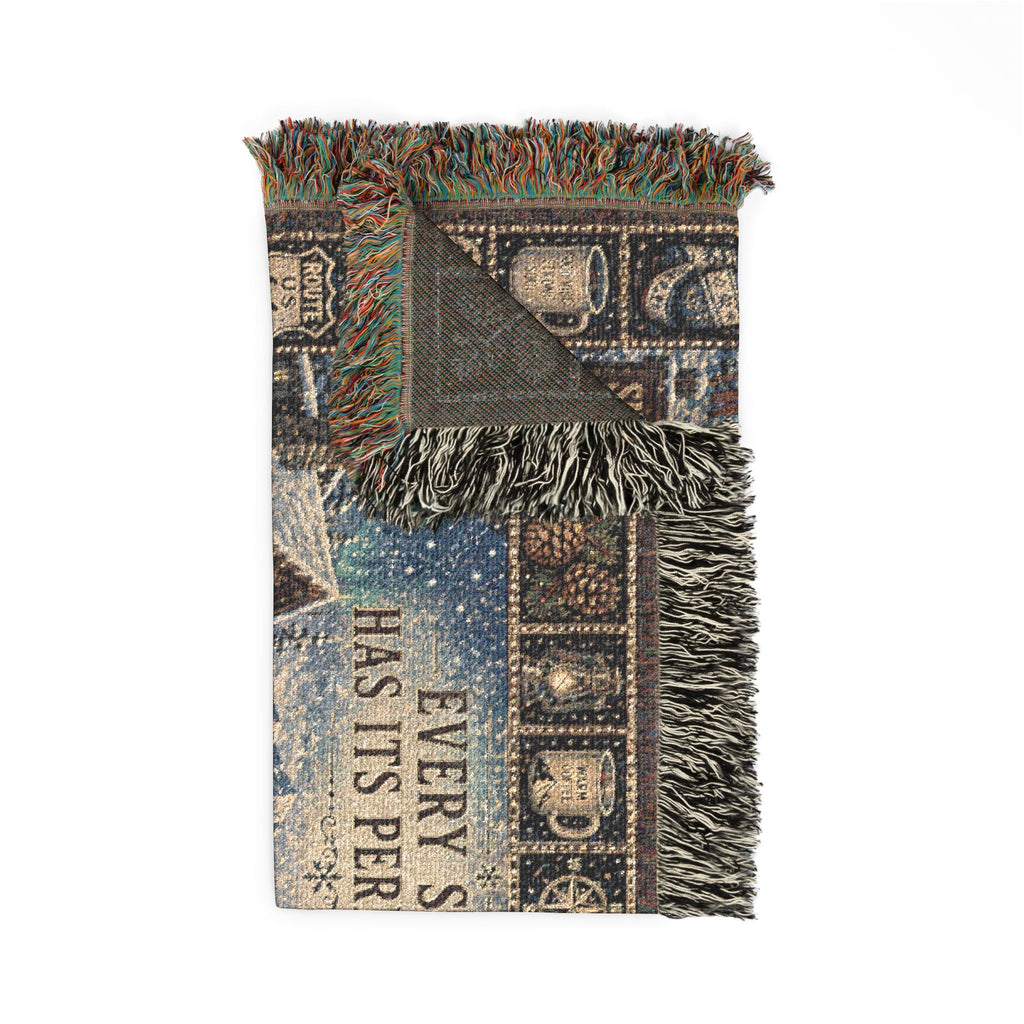 Snowbound Pass™ | Premium Woven Blanket | Vintage Winter Mountain Tapestry | 60" × 50" | Vibe In Transit