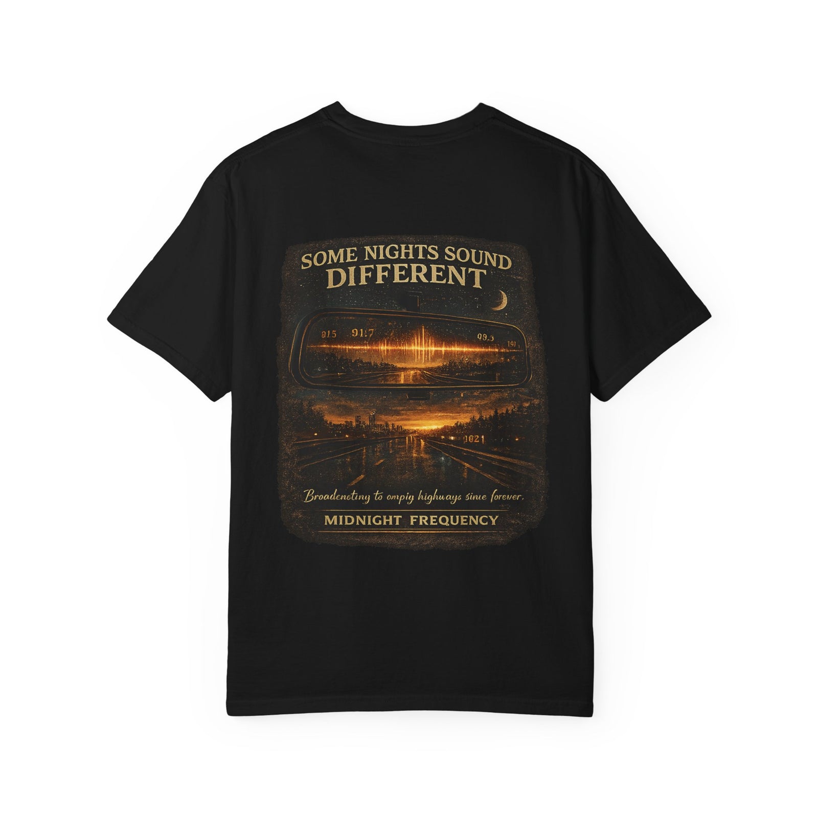 Midnight Frequency – Vintage Night Drive Music Graphic T-Shirt