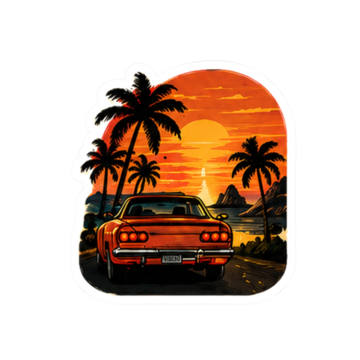 Vibe In Transit | Sunset Cruise Sticker | Retro Road Trip Music Sticker